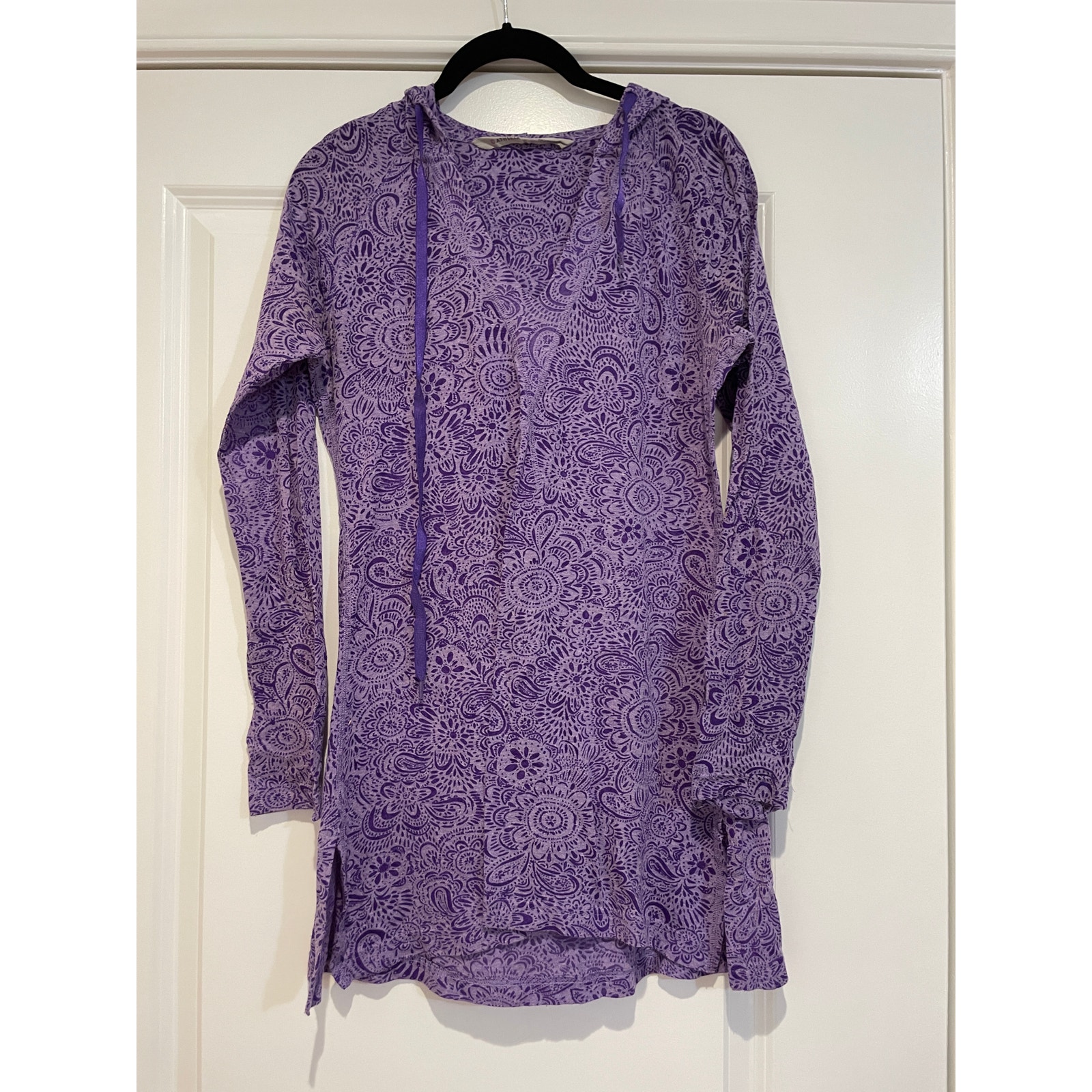 Athleta Wick-It Wader Upf50 Hoodie Swim Cover Up Purple Print Women's Medium